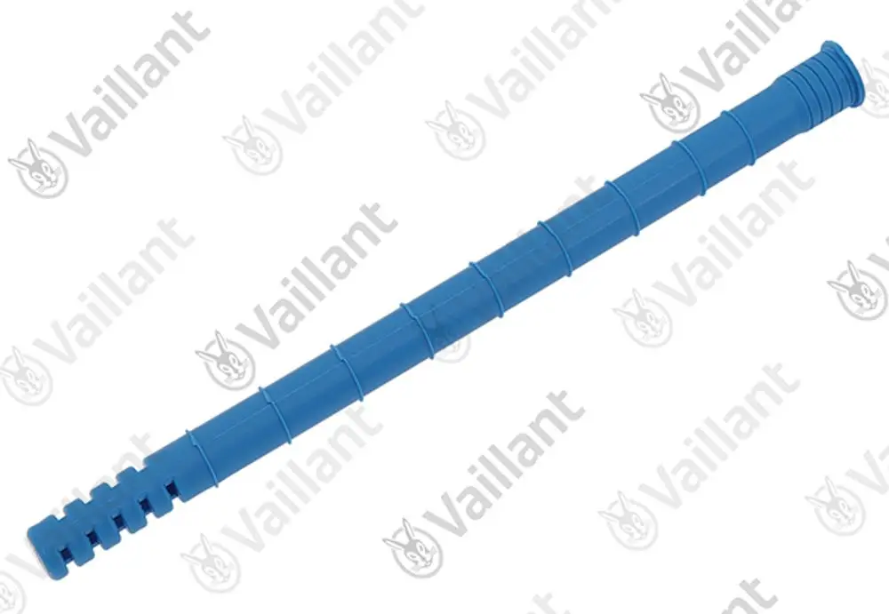 Langer blauer Kunststoffschlauch von Vaillant mit mehreren Segmentelementen zur flexiblen Verwendung in Heizungs- oder Sanitärsystemen.